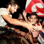 Afridi shakes hands fan